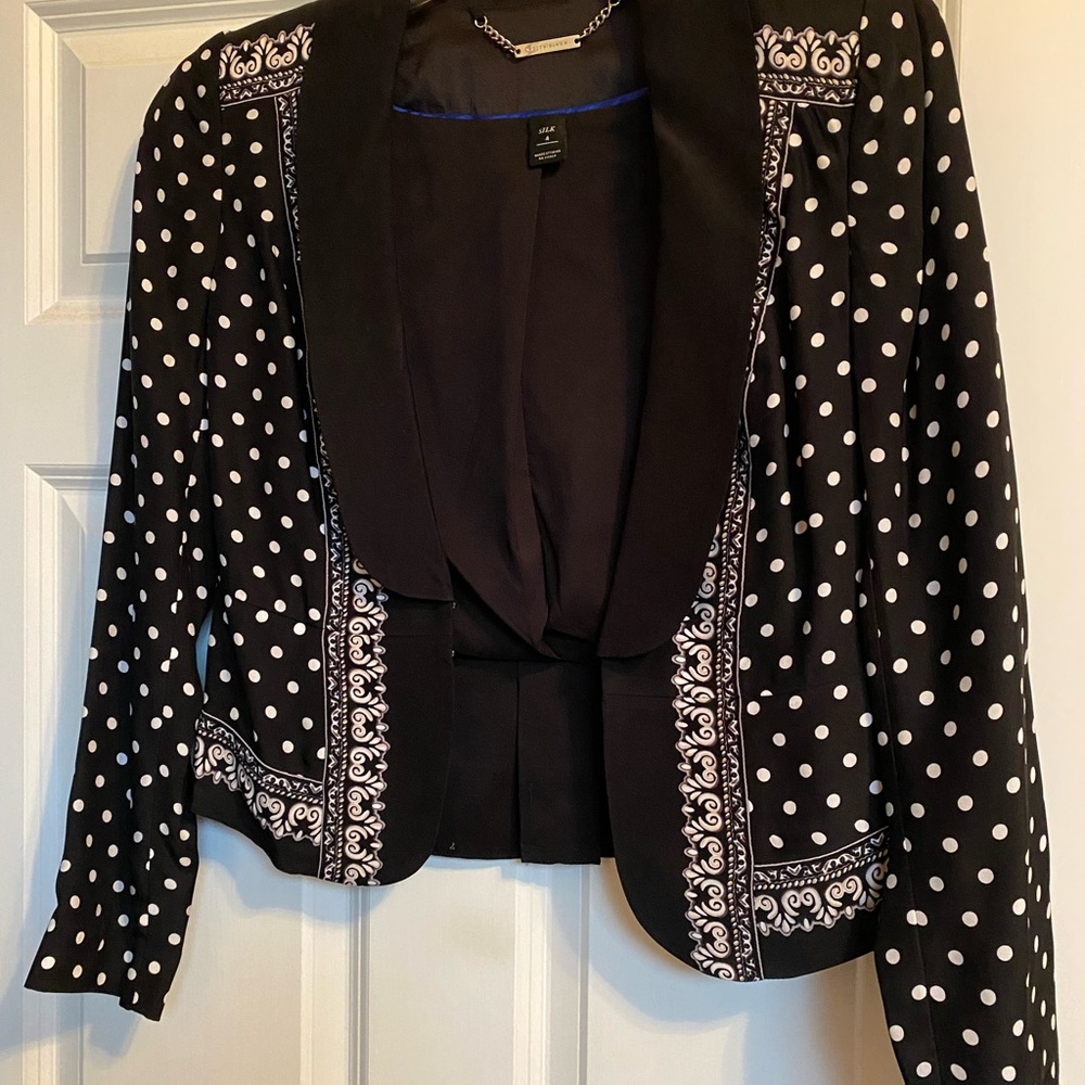 Polka Dot Black Jacket. Silk. Barely worn. Like new